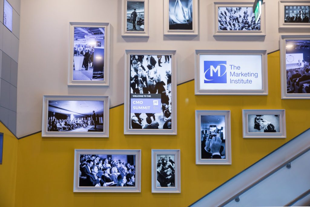 Google Foundry Dublin signage screen display MII branding and imagery